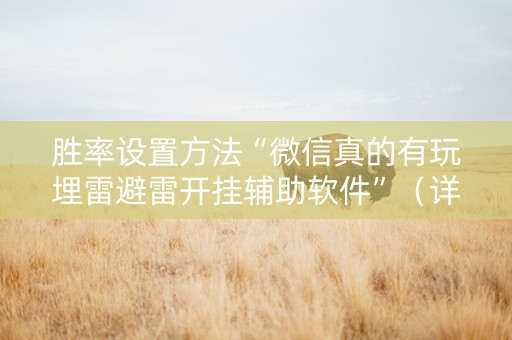 胜率设置方法“微信真的有玩埋雷避雷开挂辅助软件”（详细透视教程）-哔哩哔哩