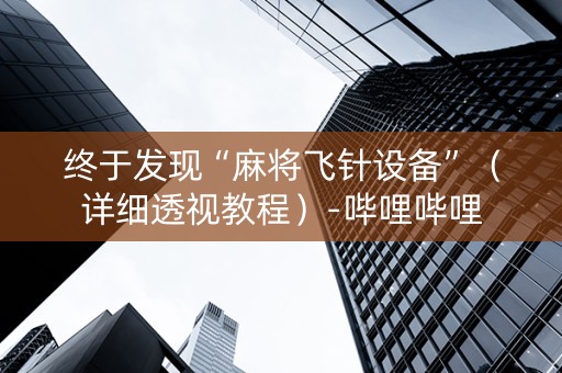 终于发现“麻将飞针设备”（详细透视教程）-哔哩哔哩