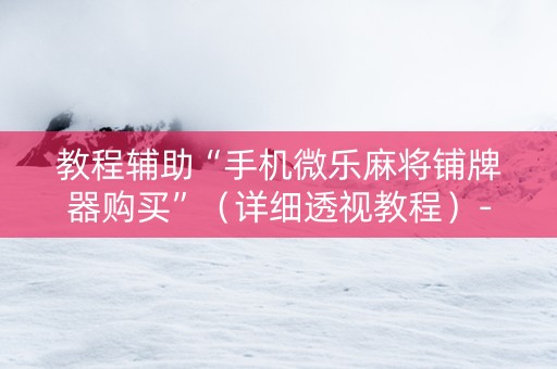 教程辅助“手机微乐麻将铺牌器购买”（详细透视教程）-哔哩哔哩