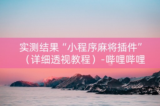 实测结果“小程序麻将插件”（详细透视教程）-哔哩哔哩