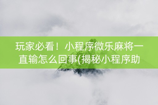 玩家必看！小程序微乐麻将一直输怎么回事(揭秘小程序助手软件)