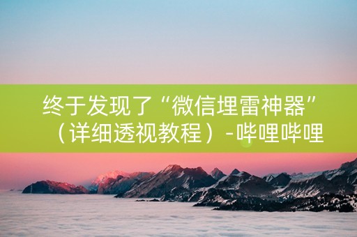 终于发现了“微信埋雷神器”（详细透视教程）-哔哩哔哩