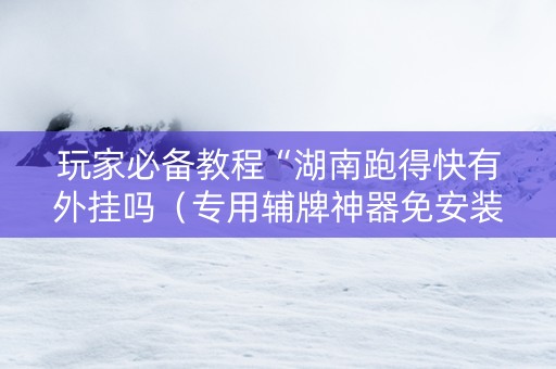 玩家必备教程“湖南跑得快有外挂吗（专用辅牌神器免安装）
