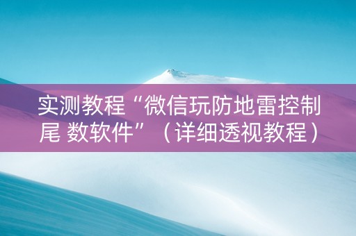 实测教程“微信玩防地雷控制尾 数软件”（详细透视教程）-哔哩哔哩