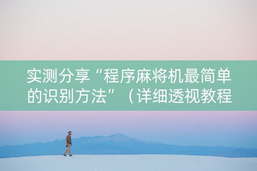 实测分享“程序麻将机最简单的识别方法”（详细透视教程）-哔哩哔哩
