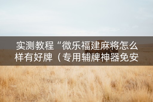 实测教程“微乐福建麻将怎么样有好牌（专用辅牌神器免安装）