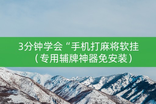 3分钟学会“手机打麻将软挂（专用辅牌神器免安装）
