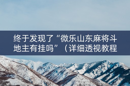终于发现了“微乐山东麻将斗地主有挂吗”（详细透视教程）-哔哩哔哩