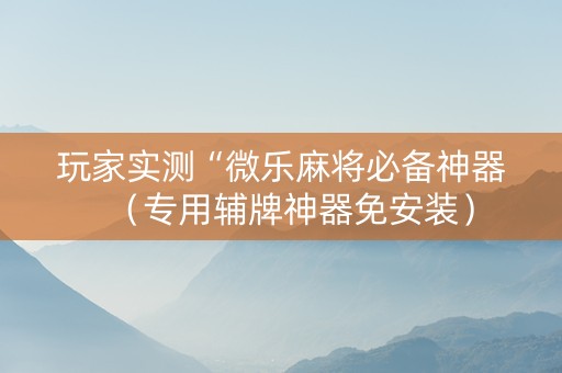 玩家实测“微乐麻将必备神器（专用辅牌神器免安装）