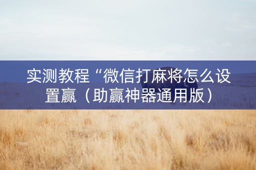 实测教程“微信打麻将怎么设置赢（助赢神器通用版）