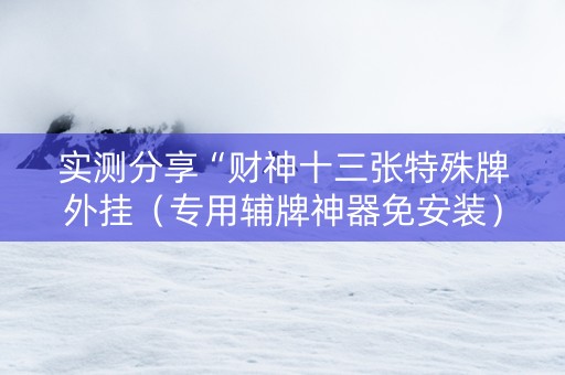 实测分享“财神十三张特殊牌外挂（专用辅牌神器免安装）