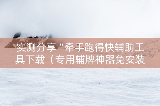 实测分享“牵手跑得快辅助工具下载（专用辅牌神器免安装）