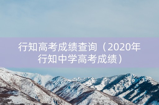 行知高考成绩查询（2020年行知中学高考成绩）