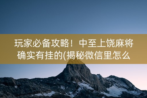 玩家必备攻略！中至上饶麻将确实有挂的(揭秘微信里怎么容易赢)