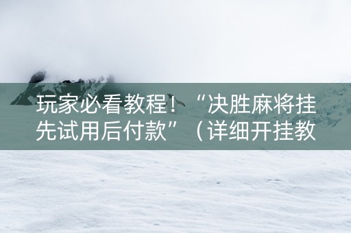 玩家必看教程！“决胜麻将挂先试用后付款”（详细开挂教程）-哔哩哔哩