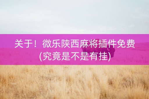 关于！微乐陕西麻将插件免费(究竟是不是有挂)