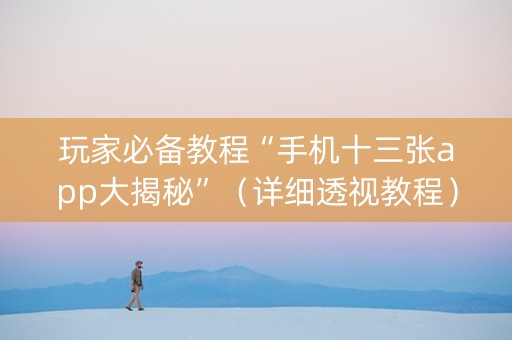 玩家必备教程“手机十三张app大揭秘”（详细透视教程）-哔哩哔哩