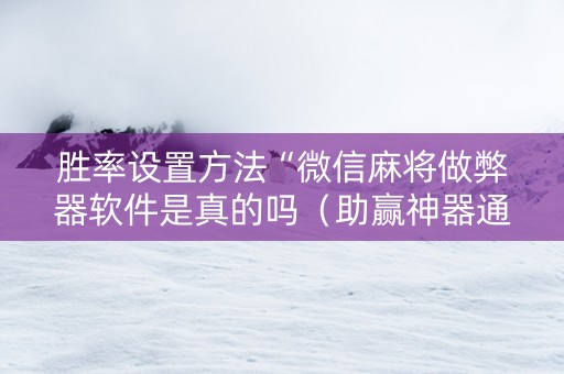 胜率设置方法“微信麻将做弊器软件是真的吗（助赢神器通用版）