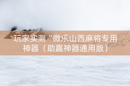 玩家实测“微乐山西麻将专用神器（助赢神器通用版）