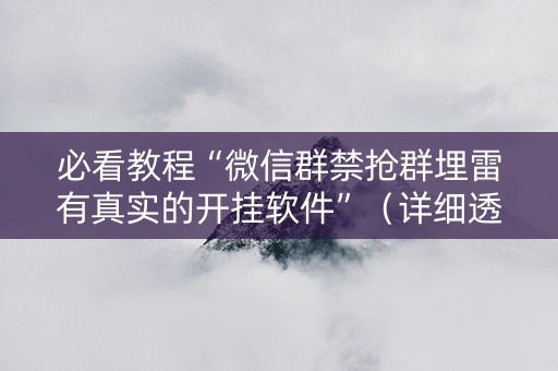 必看教程“微信群禁抢群埋雷有真实的开挂软件”（详细透视教程）-哔哩哔哩
