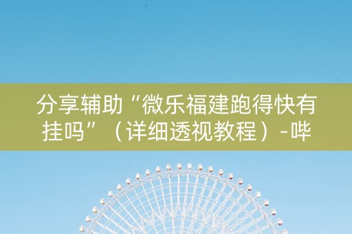 分享辅助“微乐福建跑得快有挂吗”（详细透视教程）-哔哩哔哩