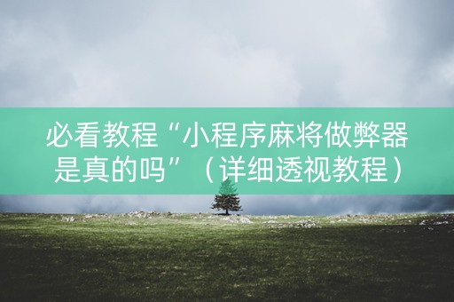 必看教程“小程序麻将做弊器是真的吗”（详细透视教程）-哔哩哔哩