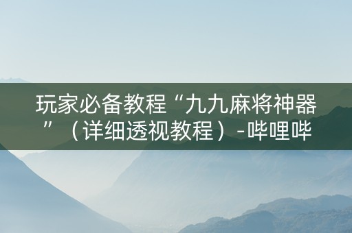 玩家必备教程“九九麻将神器”（详细透视教程）-哔哩哔哩