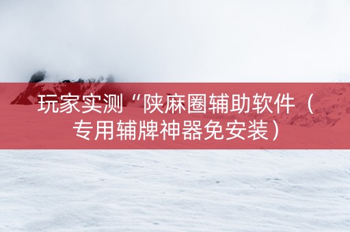 玩家实测“陕麻圈辅助软件（专用辅牌神器免安装）