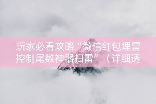 玩家必看攻略“微信红包埋雷控制尾数神器扫雷”（详细透视教程）-哔哩哔哩