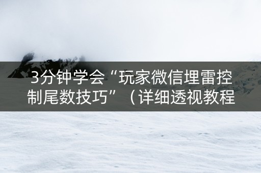 3分钟学会“玩家微信埋雷控制尾数技巧”（详细透视教程）-哔哩哔哩