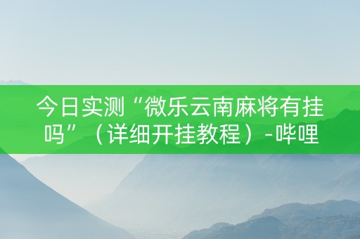 今日实测“微乐云南麻将有挂吗”（详细开挂教程）-哔哩哔哩