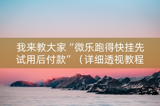 我来教大家“微乐跑得快挂先试用后付款”（详细透视教程）-哔哩哔哩