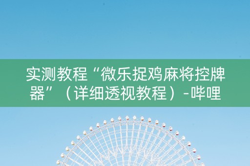 实测教程“微乐捉鸡麻将控牌器”（详细透视教程）-哔哩哔哩