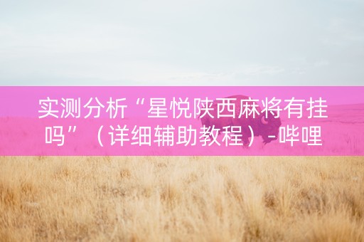 实测分析“星悦陕西麻将有挂吗”（详细辅助教程）-哔哩哔哩