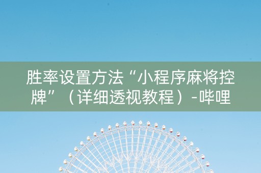 胜率设置方法“小程序麻将控牌”（详细透视教程）-哔哩哔哩