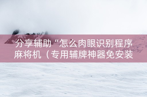 分享辅助“怎么肉眼识别程序麻将机（专用辅牌神器免安装）