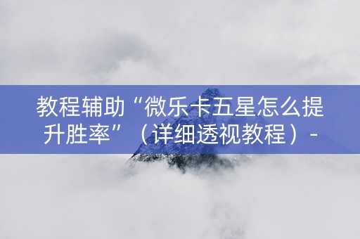 教程辅助“微乐卡五星怎么提升胜率”（详细透视教程）-哔哩哔哩