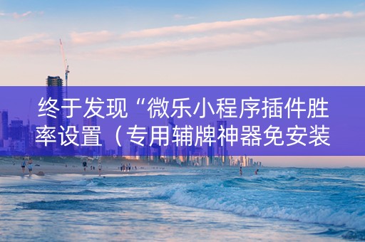 终于发现“微乐小程序插件胜率设置（专用辅牌神器免安装）