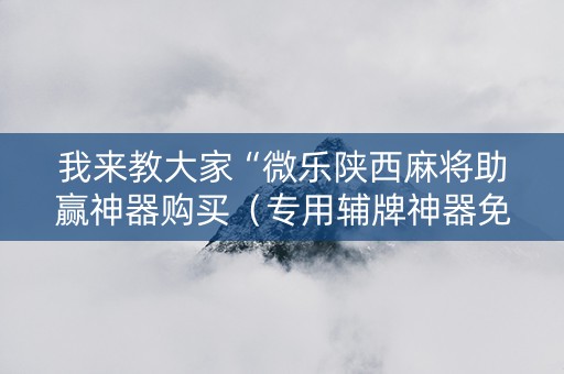 我来教大家“微乐陕西麻将助赢神器购买（专用辅牌神器免安装）