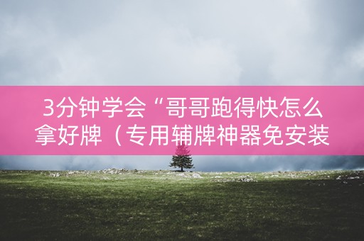 3分钟学会“哥哥跑得快怎么拿好牌（专用辅牌神器免安装）