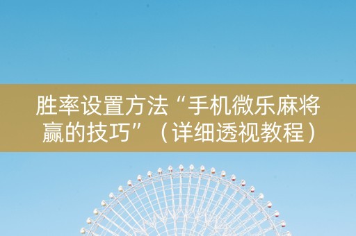 胜率设置方法“手机微乐麻将赢的技巧”（详细透视教程）-哔哩哔哩