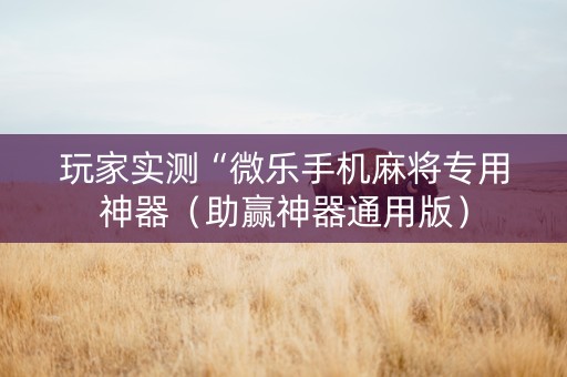 玩家实测“微乐手机麻将专用神器（助赢神器通用版）