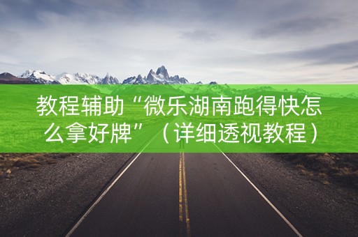 教程辅助“微乐湖南跑得快怎么拿好牌”（详细透视教程）-哔哩哔哩