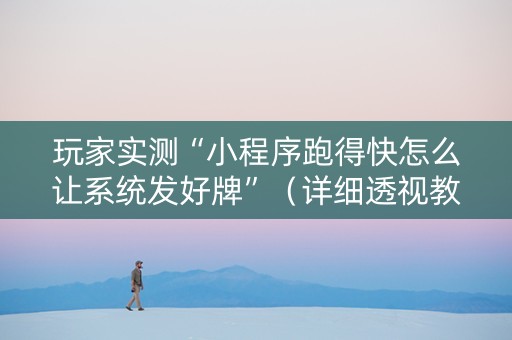 玩家实测“小程序跑得快怎么让系统发好牌”（详细透视教程）-哔哩哔哩