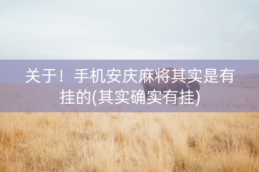 关于！手机安庆麻将其实是有挂的(其实确实有挂)