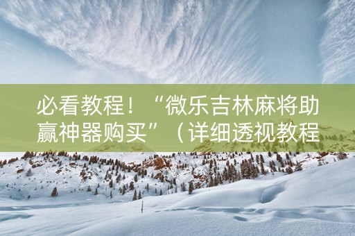 必看教程！“微乐吉林麻将助赢神器购买”（详细透视教程）-哔哩哔哩