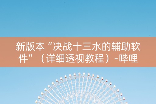 新版本“决战十三水的辅助软件”（详细透视教程）-哔哩哔哩