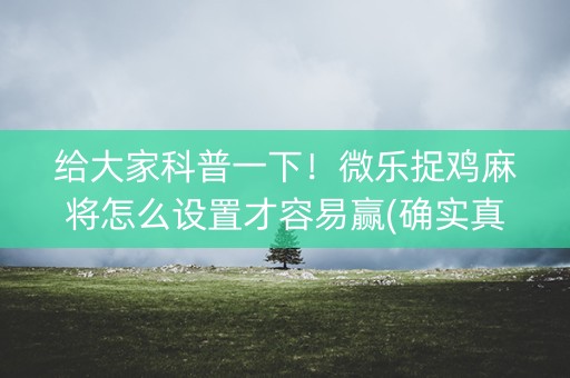 给大家科普一下！微乐捉鸡麻将怎么设置才容易赢(确实真有挂)