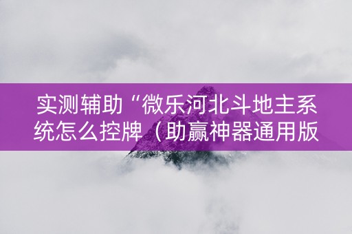 实测辅助“微乐河北斗地主系统怎么控牌（助赢神器通用版）