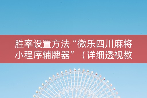 胜率设置方法“微乐四川麻将小程序辅牌器”（详细透视教程）-哔哩哔哩
